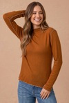 Soft Frilled Mock Neck Hacci Knit Top
