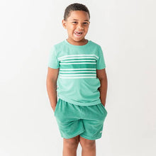  Boys Ocean Teal Stripe Short Sleeve Basic Tee