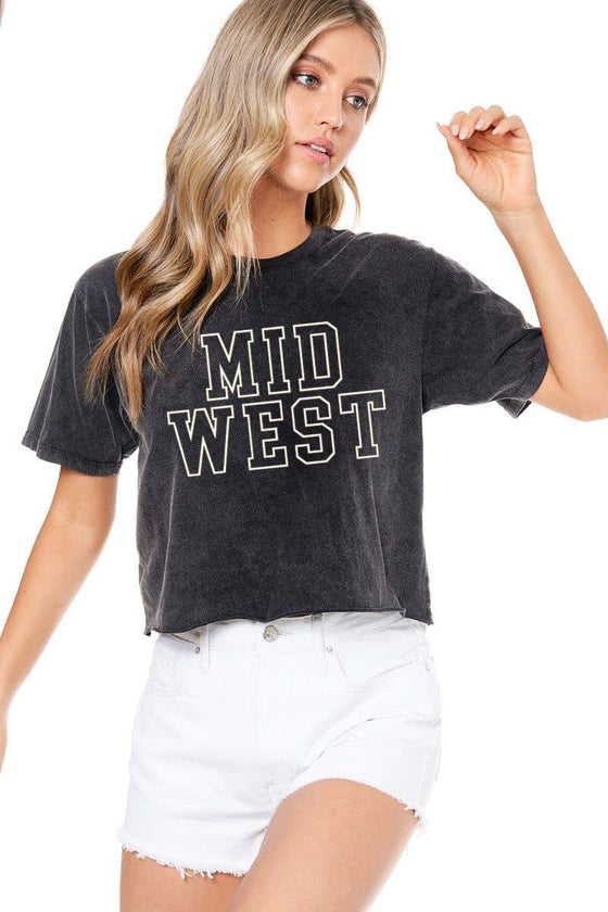 PUFF' Mid West Graphic S/S Washed Faux Crop