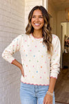 LAS Colorful Polka Dot Crew Neck Sweater (S-XL)