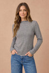 Soft Frilled Mock Neck Hacci Knit Top