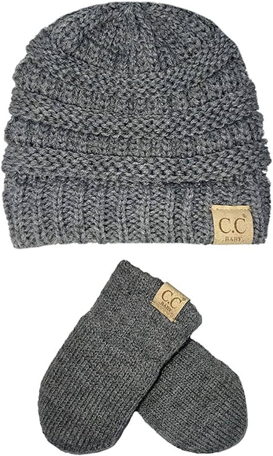 Infant Beanie and Mittens Set - Heather Grey