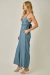 Washed Gauze Halter Tie Jumpsuit