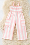 Pink & white stripe wide leg jumpsuit. PNG60070 JEAN