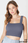 NS8255 - Shirred Square Neck Crop Top