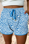 Leopard Elastic Waist Lace-up Casual Short