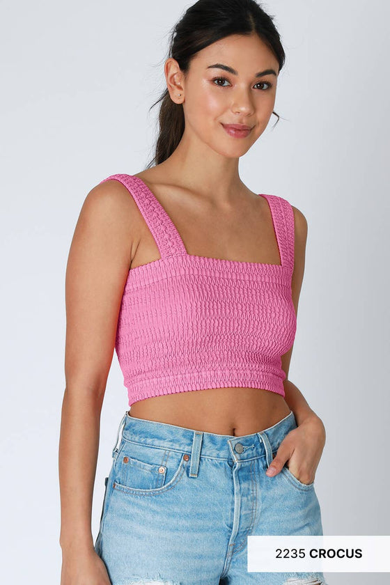 NS8255 - Shirred Square Neck Crop Top