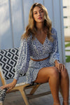 Long Sleeve V-Neck Crop Top w/Buttons