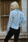 WASHED DENIM TENCEL BUTTON- FRONT JACKET
