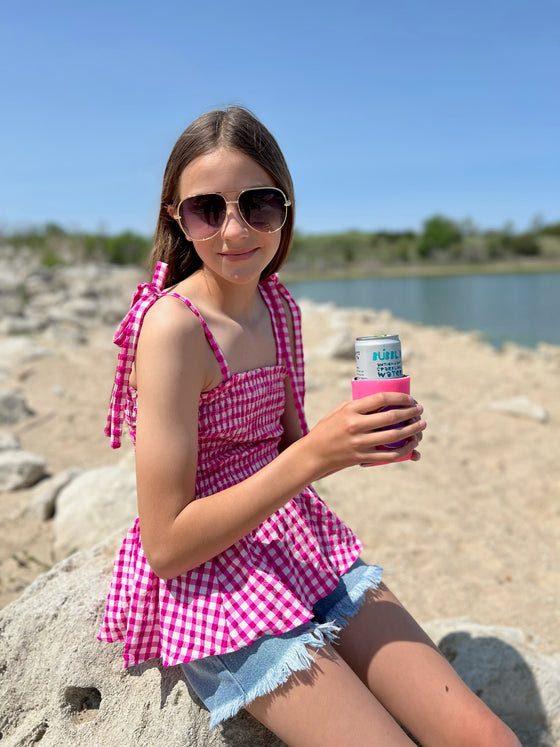 Gingham Tank with Smocked Bodice