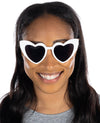 Heart Shaped Sunglasses - White Frames/Smoke Lenses