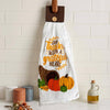 Give Thanks With A Grateful Heart Message Pumpkin Cornucopia Button Loop Hanging Kitchen Towel