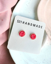 Watermelon Pink Druzy Stud Earrings