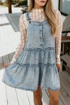 Light Wash Tiered Flowy Overall Denim Dress