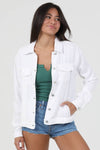WASHED DENIM TENCEL BUTTON- FRONT JACKET