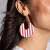 Husker Stripe Leather Statement Hoop Earrings