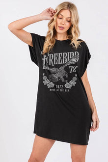  Free Bird 72 Vintage Graphic S/S Cupro Midi Dress