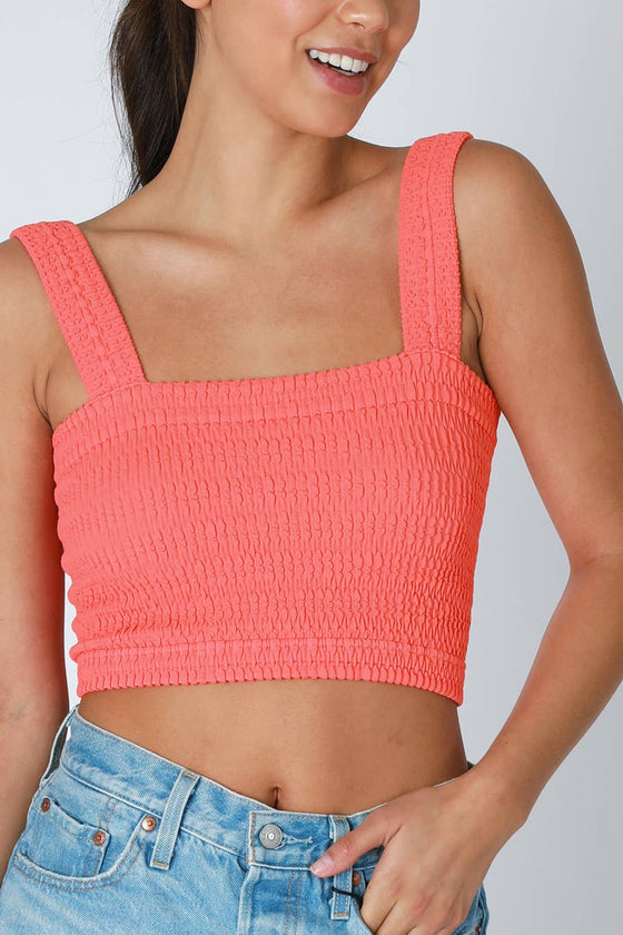 NS8255 - Shirred Square Neck Crop Top