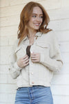 WASHED DENIM TENCEL BUTTON- FRONT JACKET