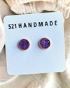 Dark Shimmer Purple Druzy Stud Earrings