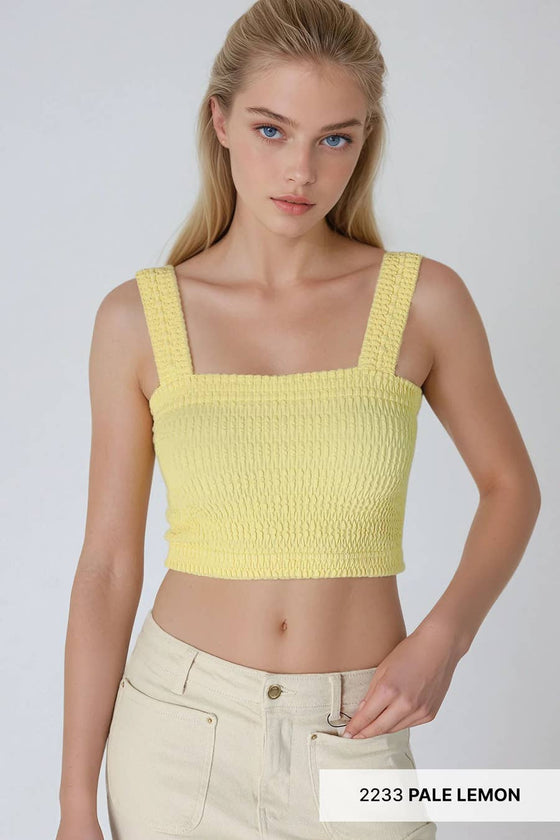 NS8255 - Shirred Square Neck Crop Top