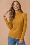Soft Frilled Mock Neck Hacci Knit Top