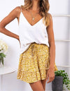 Elastic waist tiered floral mini skirt