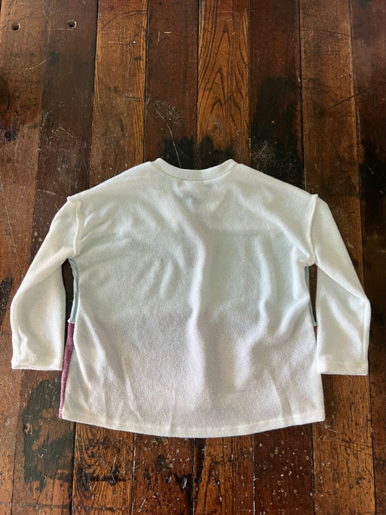 Ivory Color Block Long Sleeve Top - Girls