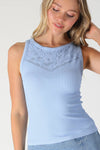 NS8484 - Lace Illusion Crew Neck Top