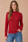 Soft Frilled Mock Neck Hacci Knit Top