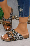 Suede Riveted Buckle Strap Slide Sandals