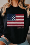 AMERICAN FLAG GRAPHIC BRUSHED SWEATSHIRTS