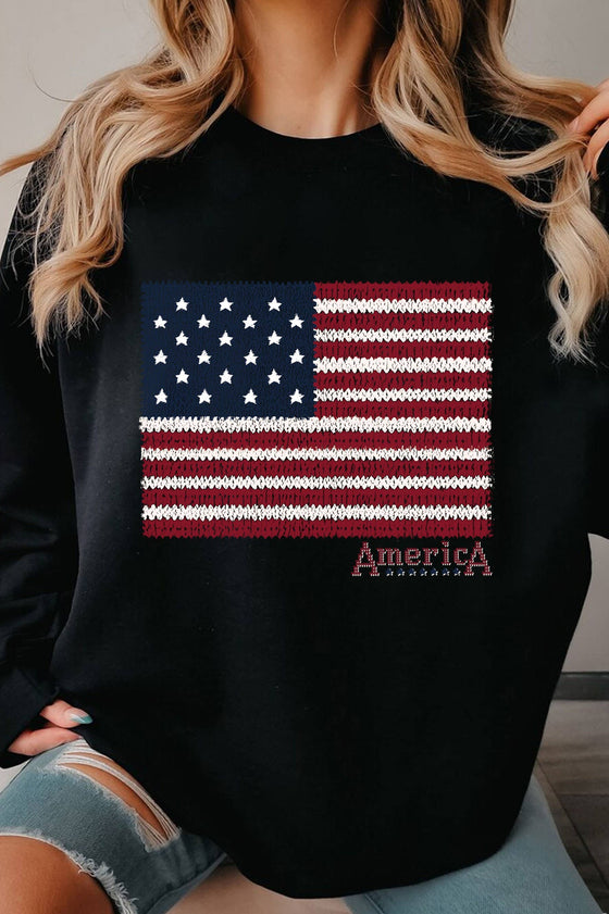 AMERICAN FLAG GRAPHIC BRUSHED SWEATSHIRTS