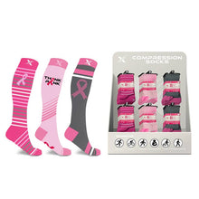  24-PAIRS BREAST CANCER AWARENESS SOCKS WITH FREE DISPLAY