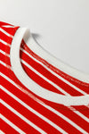Stripe Ribbed Round Neck Trim Loose Tank Top (S-XL)