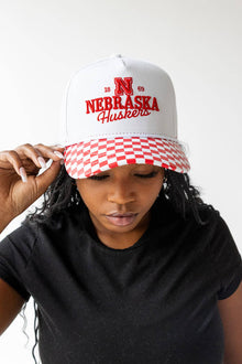  Nebraska Albon Checkered Canvas Trucker Hat