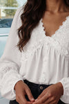 Floral Guipure Lace Patchwork Frilled Blouse
