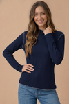 Soft Frilled Mock Neck Hacci Knit Top