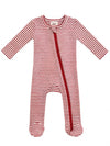Red Stripe / Ribbed 2-Way Zip Footie