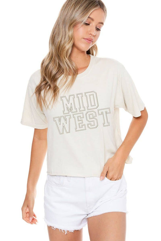 PUFF' Mid West Graphic S/S Washed Faux Crop