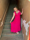 Smocked Slip Dress w/ Ruffle Hem- Pink