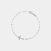 Dainty Boho Color Bead Cross Bracelet in 925 Sterling Silver