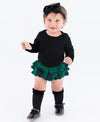 RuffleButts Ruffled Long Sleeve Layering Body Suit - Black