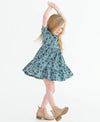 RuffleButts Majestic Meadow Knit Short Sleeve Ruffle Dress