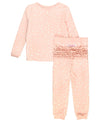 RuffleButts Pink Fawn Dot Toddler Girls Ruffle Long Sleeve Pajama Set