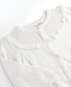 RuffleButt Off-White Sweater Knit Ruffle Trim Cardigan