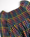 RuffleButts Harvest Rainbow Gingham Long Sleeve Smocked Ruffle Hem Dress