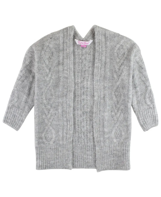 RuffleButts Cozy Sweater Knit Open Cardigan - Girls