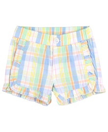  Toddler Girls Clubhouse Plaid Ruffle Trim Woven Shorts