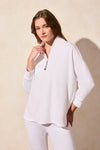 3/4 Sleeve Scuba Knit Top w/Zipper